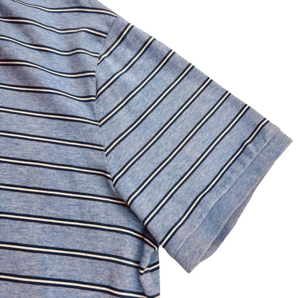 Polo Ralph Lauren Slim Fit Polo Shirt Mens XL Light Blue Stripe Short Sleeve